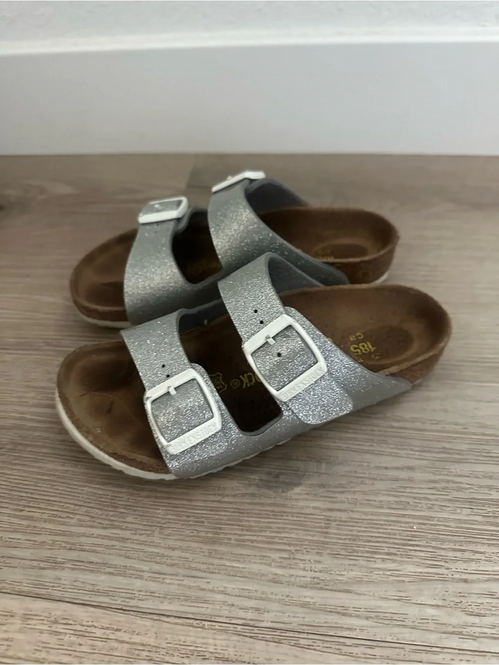 Birkenstock Kids Glittery Silver sparkle Sandals Arizona